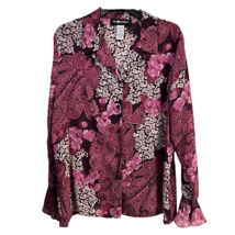 Sag Harbor Womens Blouse Multicolor Floral Paisley Long Sleeve Flare Plus 18 - £20.76 GBP