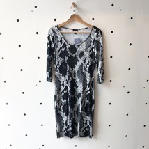 44 / 8 - Just Cavelli Y2K Black Gray Snake Print 3/4 Sleeve Mini Dress 0517JB - £119.75 GBP