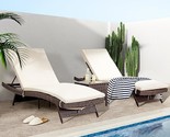 Patio Chaise Lounge Set 3 Pieces With Adjustable Backrest And Removable ... - $787.99