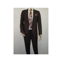 Men Suit BERLUSCONI Turkey 100% Italian Wool Super 180's #Ber30 Brown/Burgundy image 3