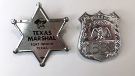 Kids Toy Police Badge and Texas Marshal Fort Worth Texas Pin Dress Up Play - £5.68 GBP