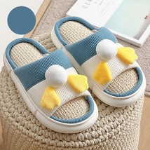 New Spring Summer Hemp Cotton Slippers Cute Duck Couples Home Shoes Thick Sole S - £27.95 GBP
