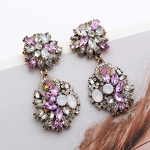 Ztech Purple Series Big Elegant Statement Earrings For Women Gilrs RounPendant H - £10.53 GBP