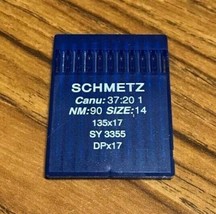 Schmetz DBX17 Sy 3355 CANU:37:20 1 NM:90 SIZE14 Industrial Sewing Machine Needle - $19.69