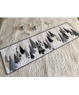Quilted Christmas table runner, Christmas gray trees quilted, Xmas bed t... - $179.81 CAD