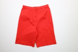 Vintage 50s Streetwear Womens Size 28 Flat Front Knit Bermuda Shorts Red USA - £54.08 GBP