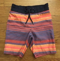 Gymboree Boys Orange Blue Red Stripe Swimsuit Swim Suit Trunks Board Shorts XS 4 - £16.02 GBP