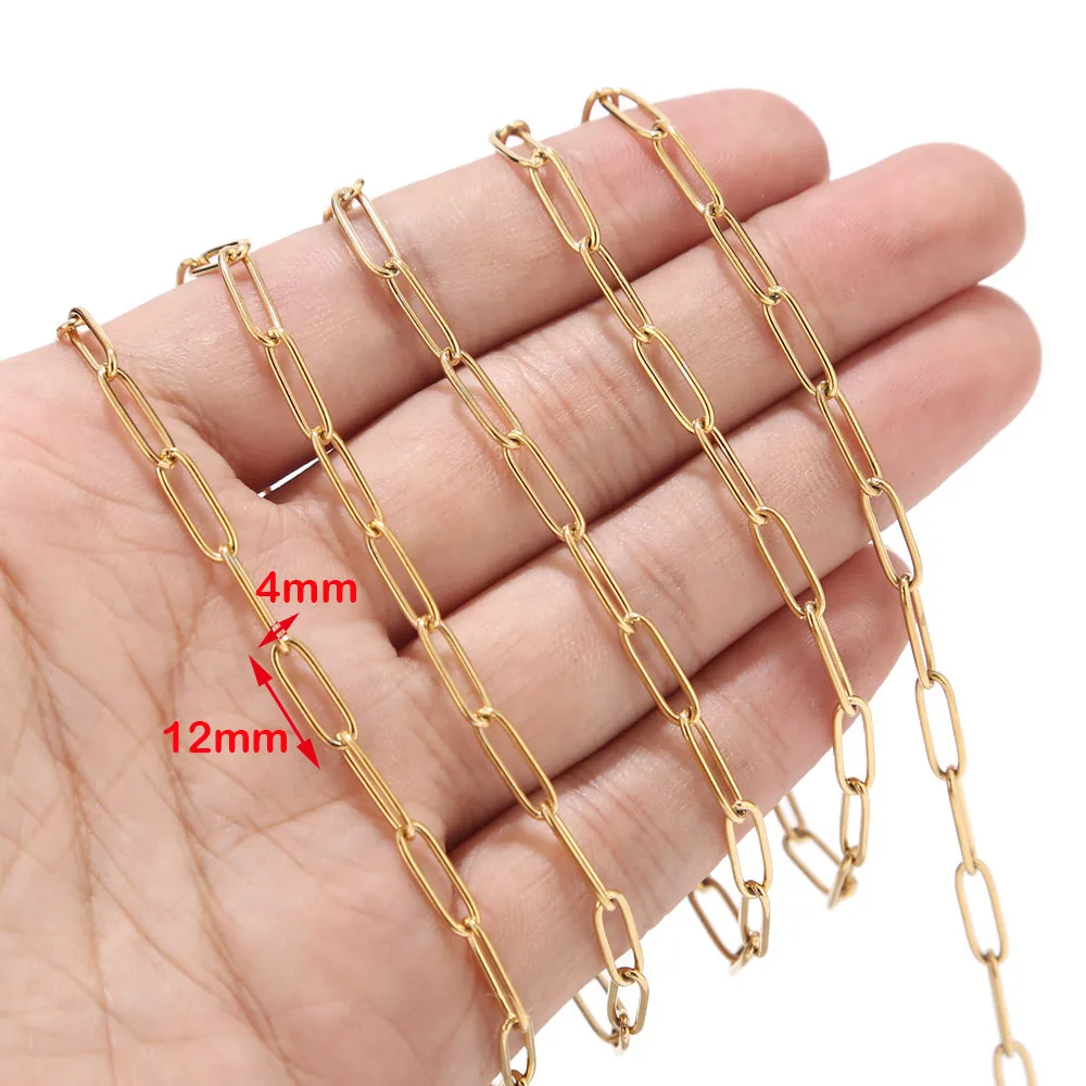 1 Meter Stainless Steel  4mmx12mm  Flat  Drawn Cable Chain for DIY Jewelry Chain - £89.75 GBP