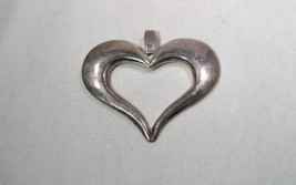 Vintage Sterling Silver Mexico Open Heart Necklace Pendant K1217 - £43.47 GBP