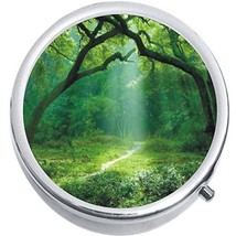 Forest Trees Grass Medicine Vitamin Compact Pill Box - $9.78