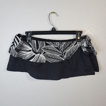 NWT Lauren Ralph Lauren Black/white side tie Bikini Bottom skirt Leaf Print S 12 - £16.11 GBP