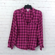 Victoria&#39;s Secret Pajama Top Womens Small Pink Plaid Long Sleeve Button ... - £12.73 GBP