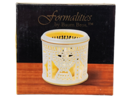 Vintage Formalities Baum Bros White &amp; Gold Snowflake Votive Holder - NWT - £5.51 GBP