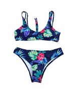 Shein Navy Pink Purple Floral Flowers Bikini Set Size M NWOT - $14.84