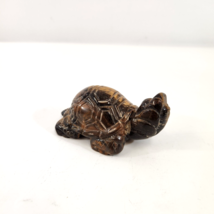 Tigers Eye Turtle Figurine Hand Carved Stone Sculpture 4&quot; x 2&quot; x 2&quot; Brown - £30.39 GBP