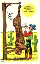 Vintage Comic Postcard Cowboy Butchering Texas Jack Rabbit Laff Gram  BK46 - £4.35 GBP