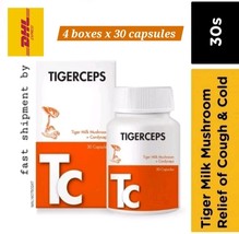Tigerceps Organic Tiger Milk Mushroom + Cordyceps 4 Boxes X 30 Capsule -DHL Exp - £170.03 GBP