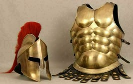 Medievale Muscle Armor Giacca Con 300 Spartan Corinzia Casco Indossabili Costume - £167.67 GBP