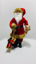 Rare Vintage Santa With Teddy Bear &amp; Bag Of Presents Christmas 18&quot; - £22.73 GBP