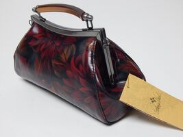 Patricia Nash Kelmscott Kisslock Leather Crossbody Bag Rustic Mums P862410 - $151.06 CAD