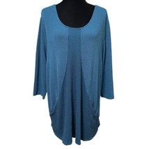 NorthStyle Teal Textured Stretch Knit Tunic With Pockets Size 1X - $25.99