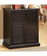Modern Espresso Shoe Cabinet: Adjustable Shelves, Louver Doors, 70&quot; - $9,008.57 MXN