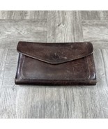 FOSSIL Wallet Brown Genuine Pebbled Leather Envelope Tri-Fold - £14.11 GBP