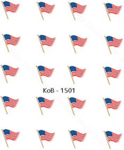 Nail Art Water Transfer Stickers Decals USA Flag America 4th of July KoB-1501 - £2.35 GBP