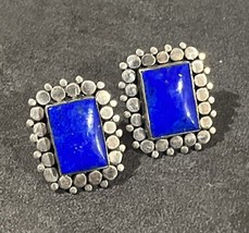 Vintage Sterling Silver 925 Lapis Cluster Earrings - $59.40