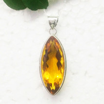 925 Sterling Silver Citrine Necklace Handmade Jewelry Birthstone Necklace - £50.61 GBP