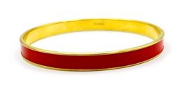 Vintage Red Enamel Gold Tone Monet Bangle Bracelet - £17.40 GBP