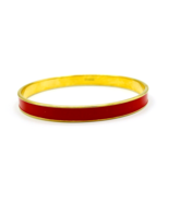 Vintage Red Enamel Gold Tone Monet Bangle Bracelet - €18,89 EUR