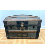 Vintage STEAMER TRUNK w Tray storage chest camelback humpback antique vi... - £78.21 GBP