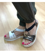 Henry Ferrera Tulip Slip On Mid Wedge Espedrille Sandals Choose Sz/Color - €37,74 EUR