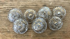 Vintage Mid Century 30s 40s Set Lot 7 Gold Gilded Round Clear Glass Butt... - £29.22 GBP