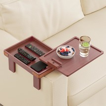 Rose Brown Sofa Armrest Tray With Storage Box, Bamboo Couch Arm Table, P... - $44.92
