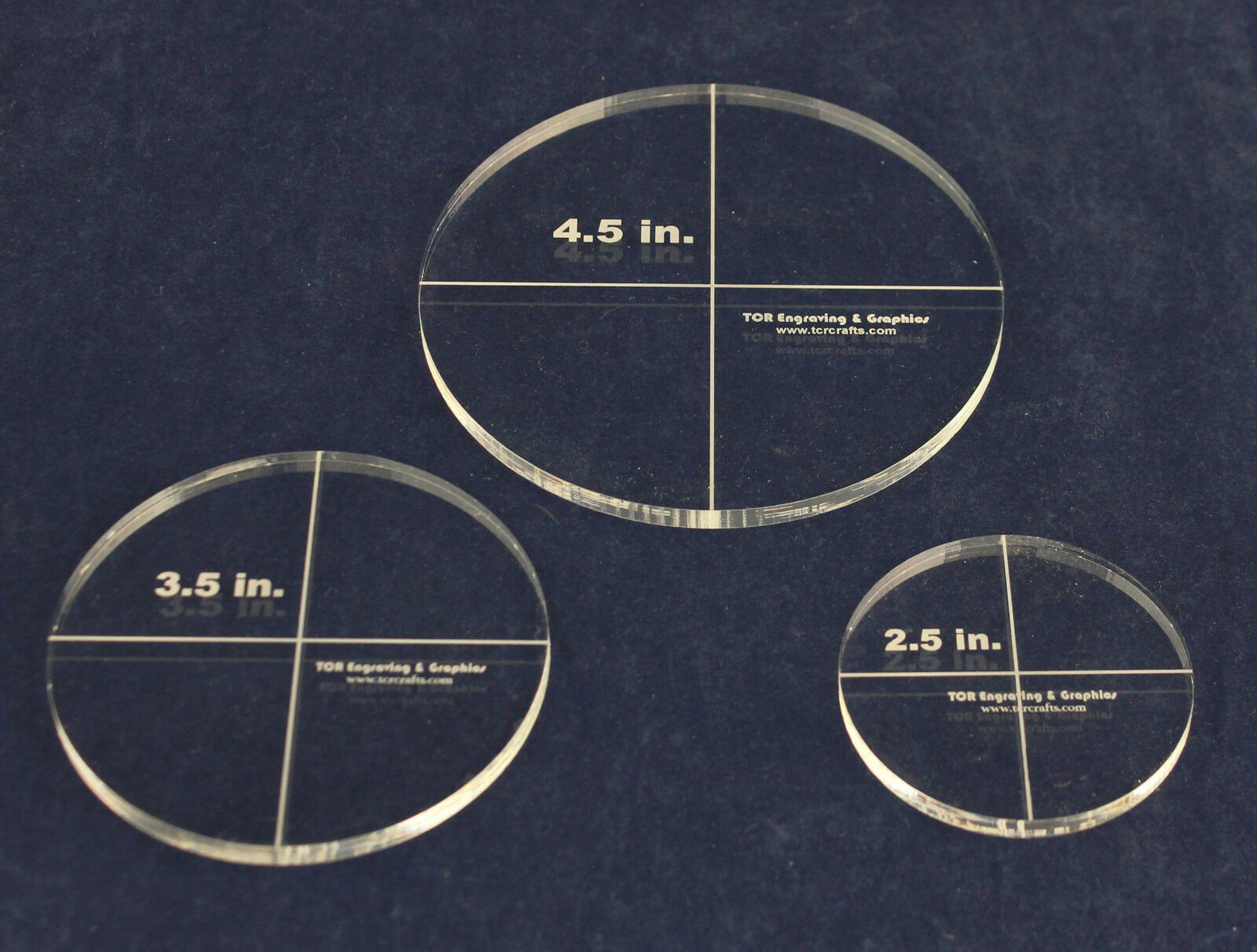 3 Piece Circle Template Set - Actual Size  2.5, 3.5, 4.5 Inches  1/4" Thick - $23.45