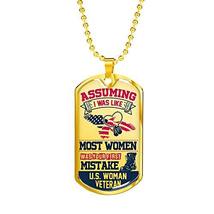 Unique Gifts Store Woman Veteran - 18k Gold Finished Luxury Dog Tag Necklace - £39.11 GBP