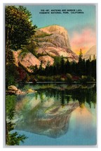 Watkins and Mirror Lake Yosemite National Park California UNP Linen Postcard R29 - £2.29 GBP