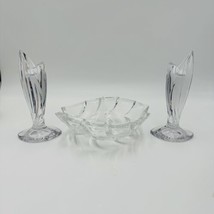 Marquis By Waterford Candlestick Crystal Palma &amp; Candy Bowl Leafy Design... - $93.50