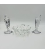 Marquis By Waterford Candlestick Crystal Palma &amp; Candy Bowl Leafy Design... - £73.37 GBP