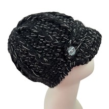 UBI One Size Clara Knit Brim Beanie Hat Wool Blend Knit Black Marled Str... - £12.95 GBP