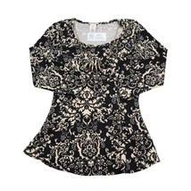 Fashion Magazine Shirt Womens S Black Half Sleeve Round Neck Floral Top - £14.88 GBP