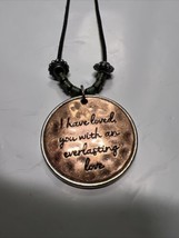 Large Bible Loved You with an Everlasting Love necklace 20”  copper/ Sil... - £20.05 GBP