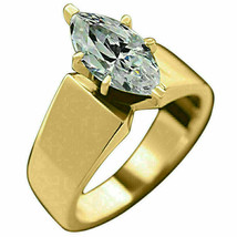 14K or Jaune Plaqué 2Ct Marquise Simulé Diamant Bague Solitaire Fiançailles - £57.14 GBP