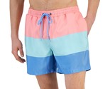 Club Room Men&#39;s Colorblocked 5&quot; Swim Shorts Pink Combo-Large - $14.99