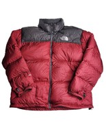 North Face Nuptse Puffer Jacket 700 Goose Down Charcoal Gray Red Packabl... - £140.93 GBP