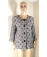 JM Collection Brown Floral  100% Linen Career Jacket Top Womens Size 16 - £31.78 GBP