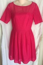 Alex Marie Pink Magenta Short Sleeve Lace Zig Zag Dress Petite 4P - £11.76 GBP