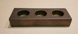 Hallmark Rectangular Brown &amp; Gold Ceramic Three Tea Light Candle Holder ... - $9.85